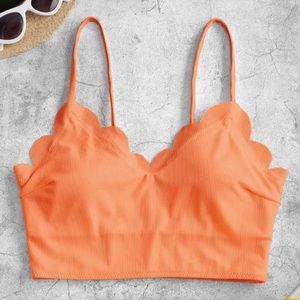 ZAFUL Scalloped Ribbed Padded Bikini Top